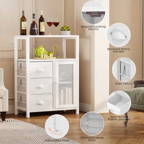 Bathroom Floor Storage Cabinet with 3 Removable Drawers and 1 Door L872
