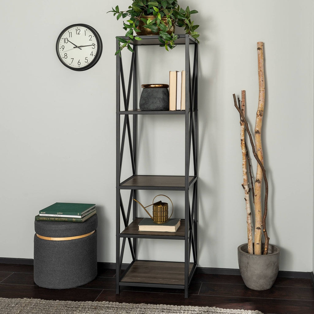 Rustic Oak Tower Bookshelf D73038