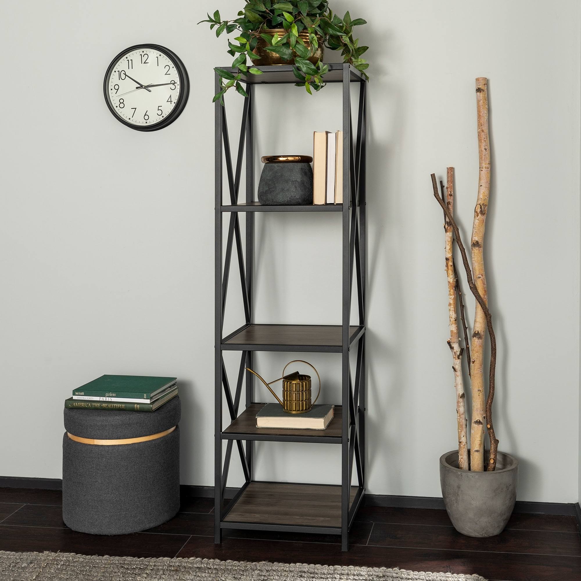 Rustic Oak Tower Bookshelf D73038