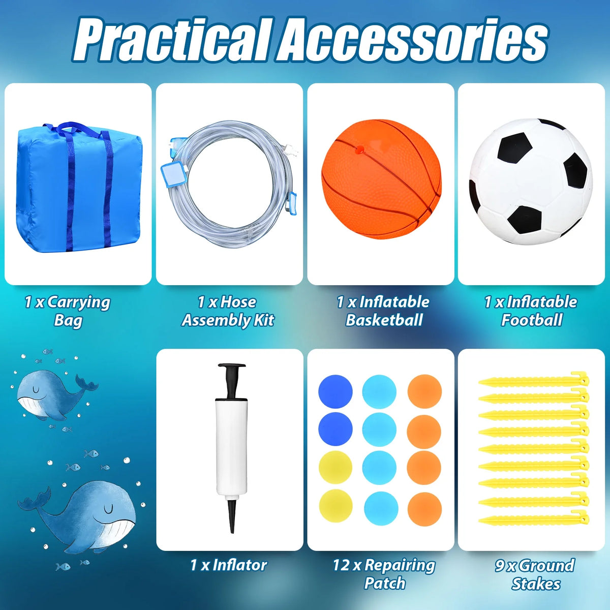 Inflatable Bounce House Water Slide Bouncer with Ball Shooting Climbing Wall X194930