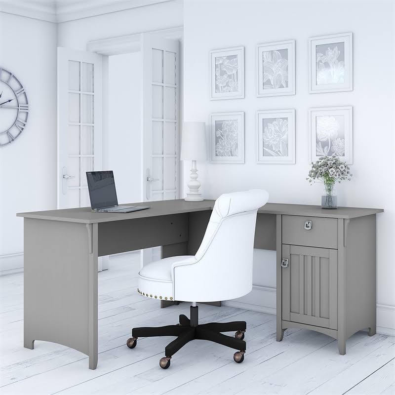 L Shaped Desk with Storage in Cape Cod Gray B371362