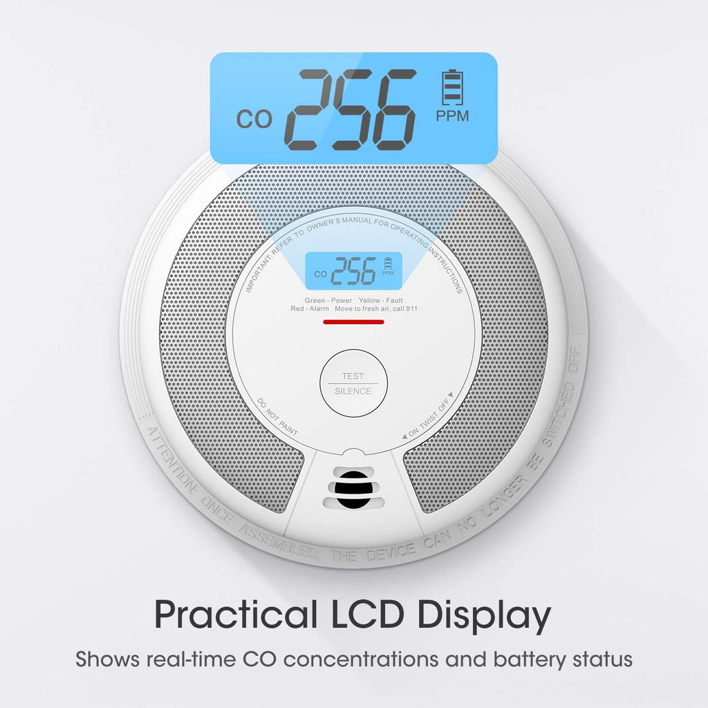 10-Year Battery Smoke Carbon Monoxide Detector Alarm with CO Readings Y11498