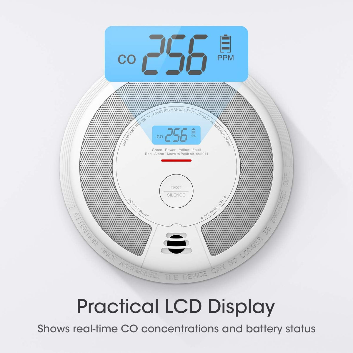 10-Year Battery Smoke Carbon Monoxide Detector Alarm with CO Readings Y11498