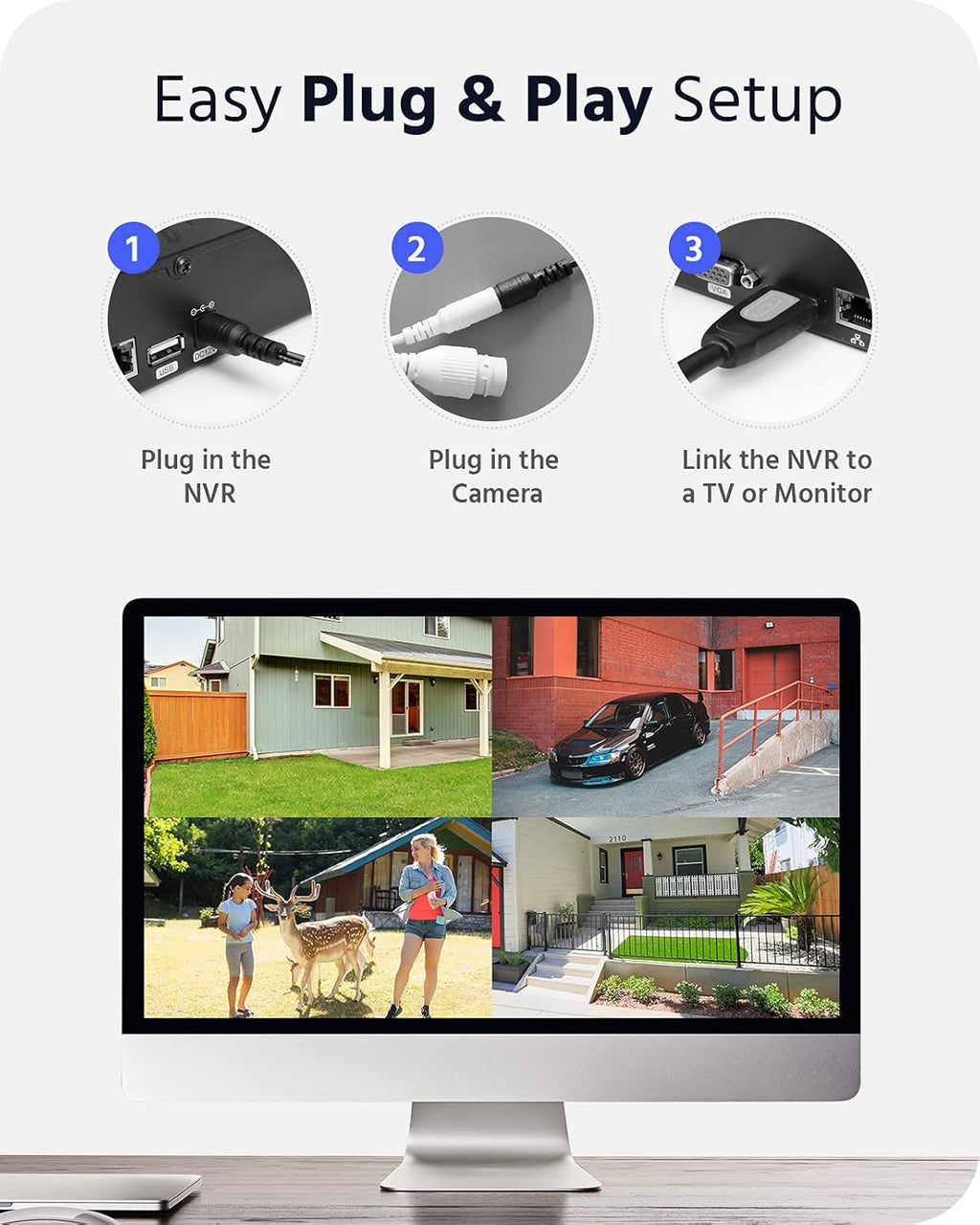 3MP Wireless Security Camera System with 4Pcs IP Cameras V83403