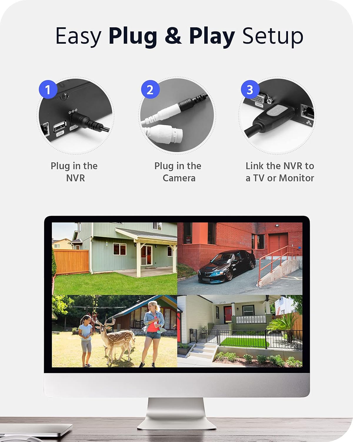 3MP Wireless Security Camera System with 4Pcs IP Cameras V83403