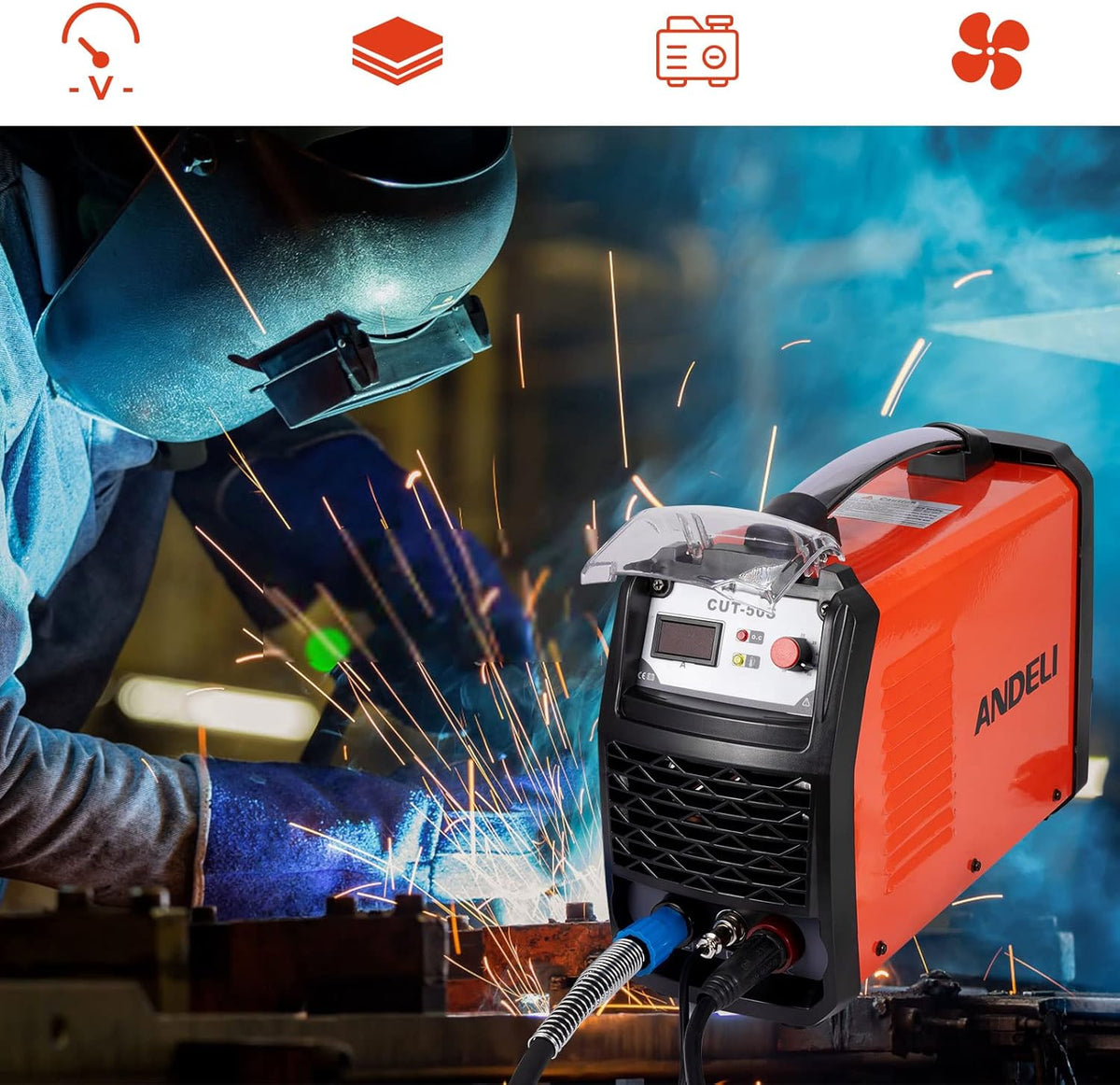 40A Plasma Cutter Machine Kit with Orange Plastic Case R8226