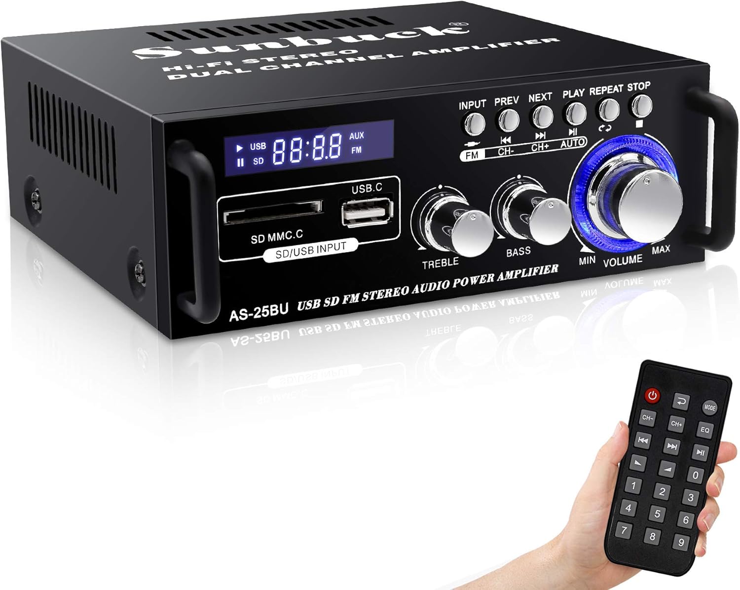 180W Wireless Bluetooth Stereo Amplifier with Remote Control W29433