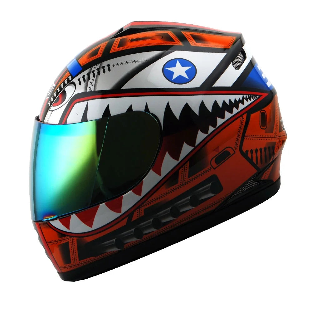 Youth Kids Motorcycle Full Face Helmet Red L403413