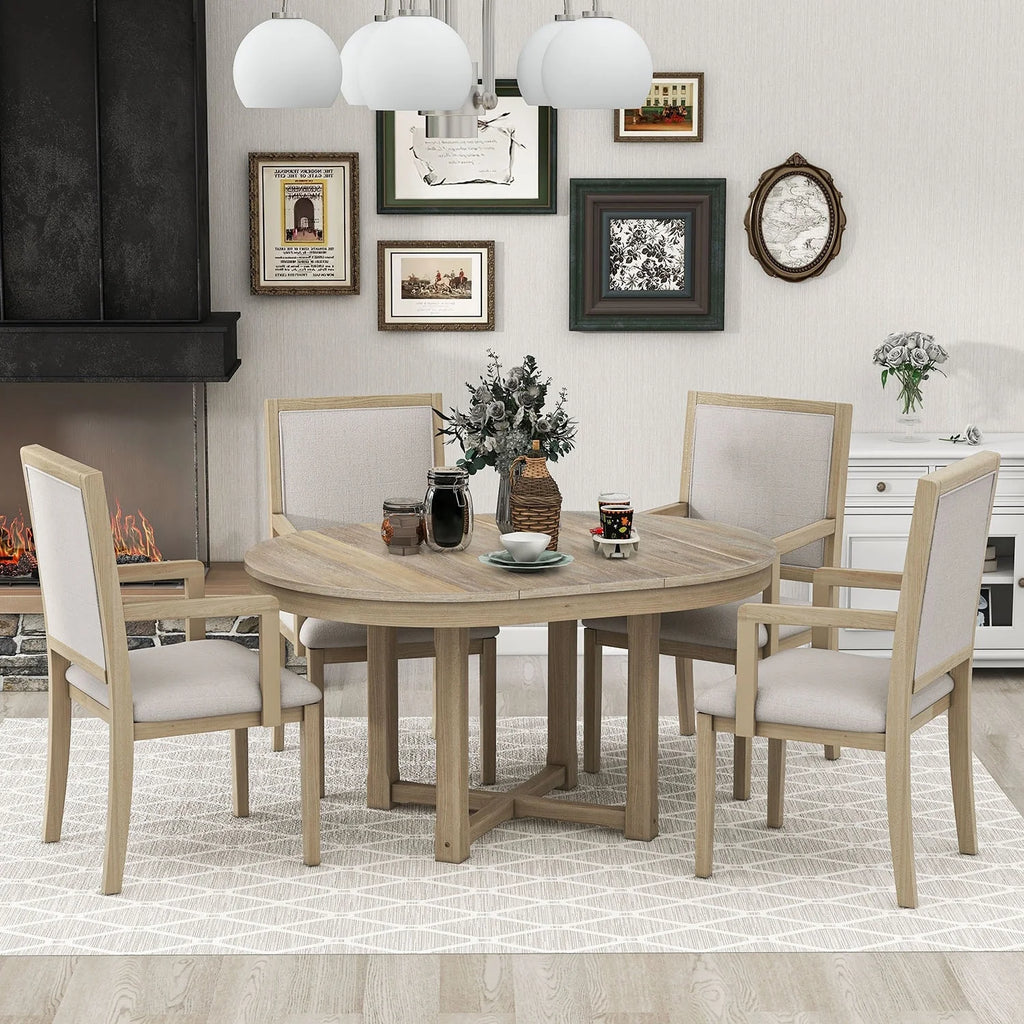 5-Piece Extendable Wood Dining Table Set W745