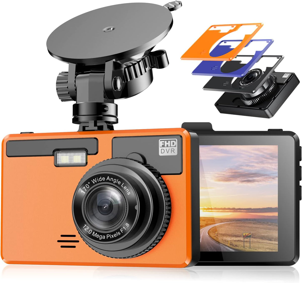 1080P Full HD Dash Cam with 170° Wide Angle, Pack of 2 W14183