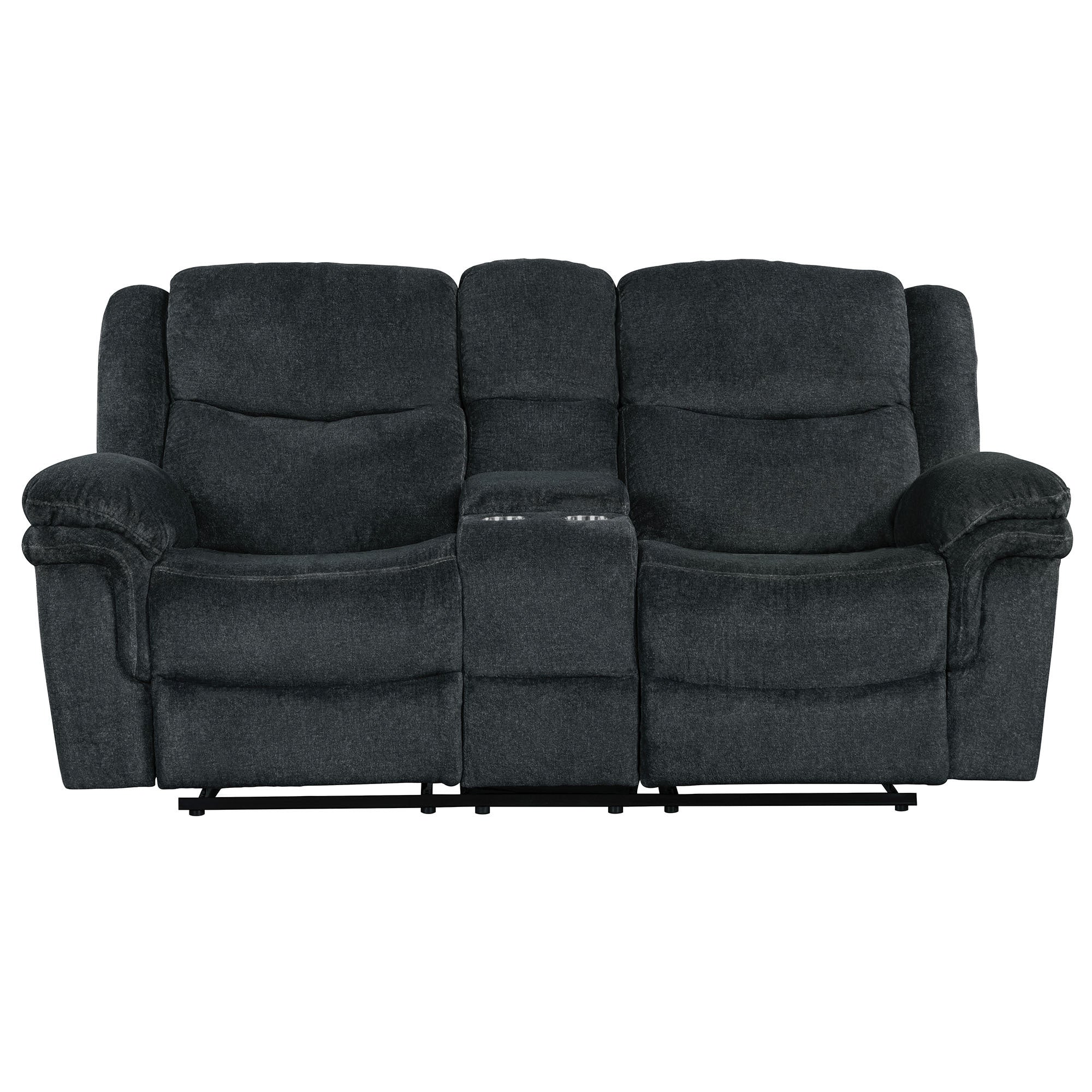 Dark Blue Manual Reclining Sofa with Storage K864028