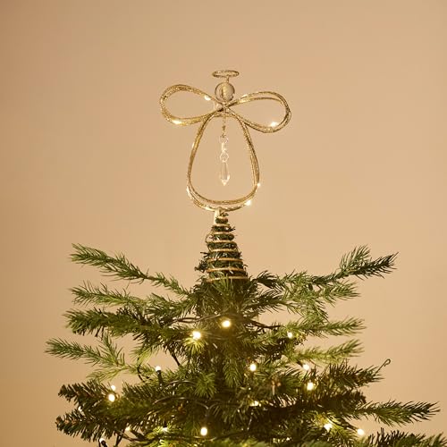 10 Inch Pre-Lit Gold Metal Angel Tree Topper B452937