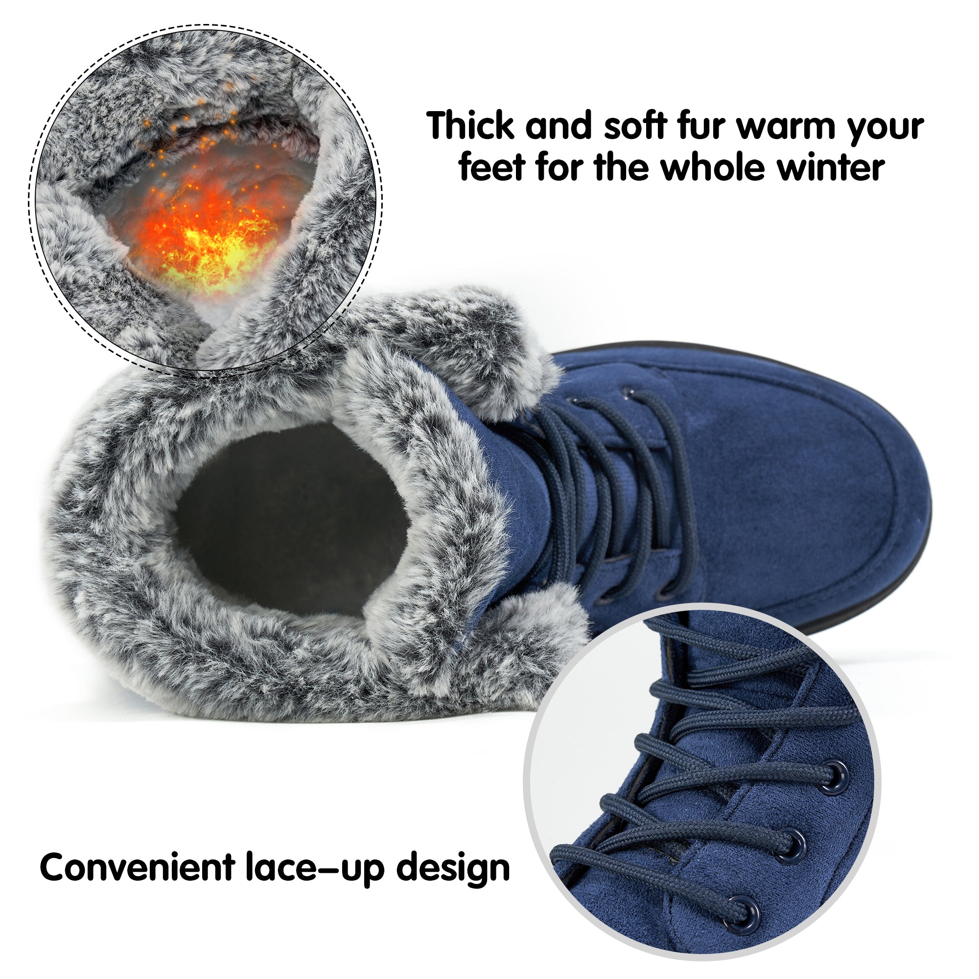 Winter Snow Boots Lace Up Flat Anti-Slip Ankle Boots M164242