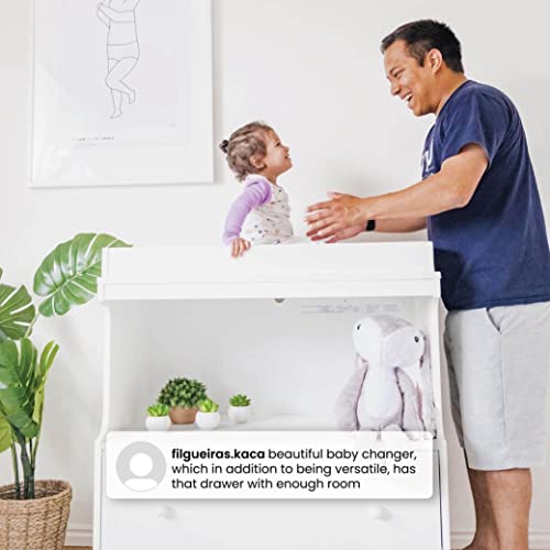 Bianca White Natural Convertible Changing Table with Drawer K2684