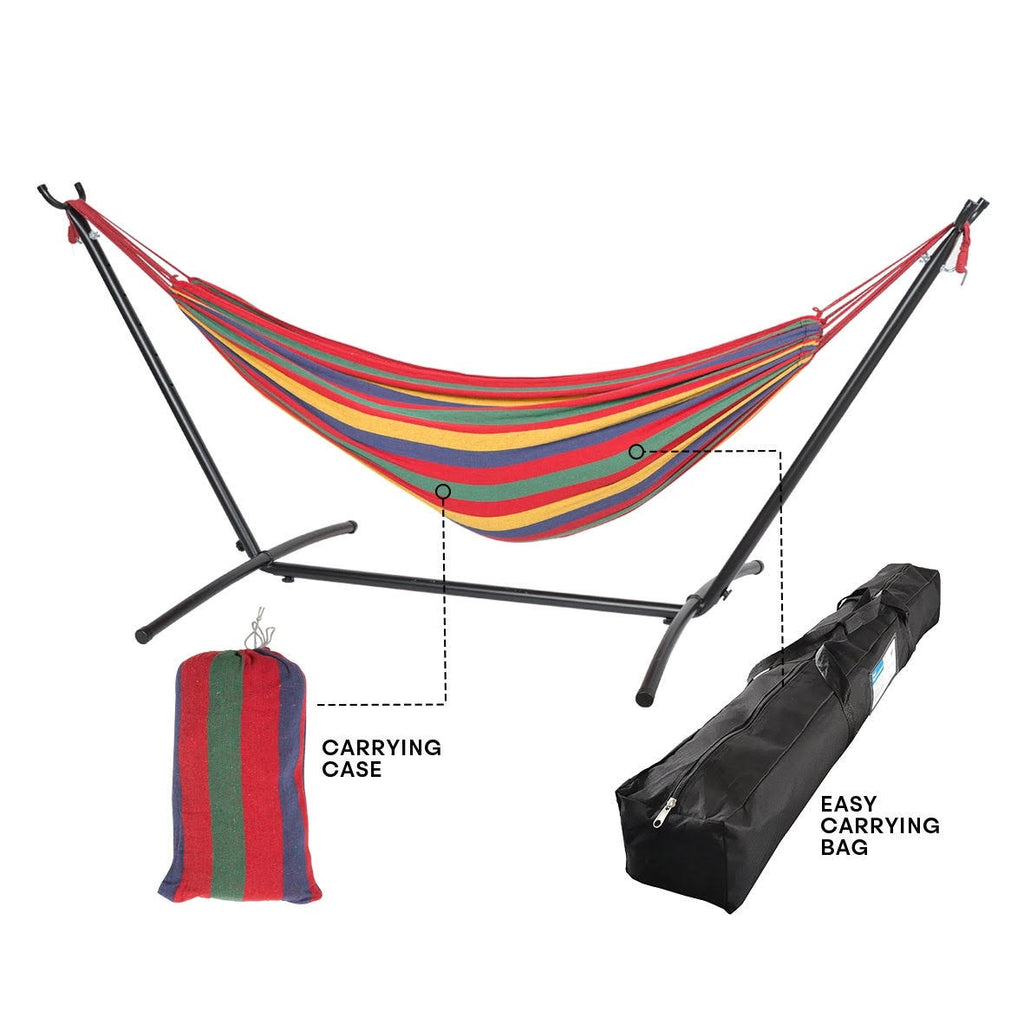 Freestanding Steel Double Hammock with Carry Bag V52020