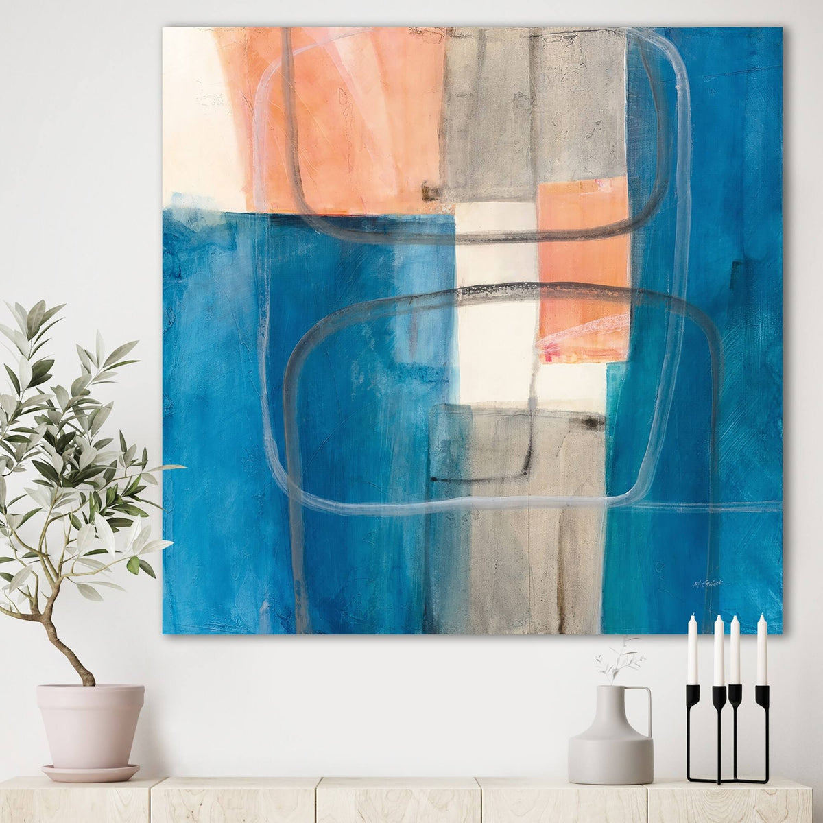 Mid-Century Modern Canvas Artwork Print - 30 in. Wide x 30 in. High M5199