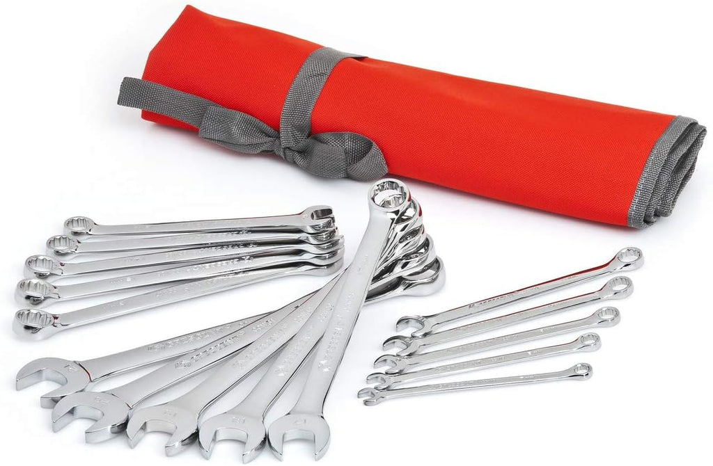 15 Pc 12 Point Metric Combination Wrench Set with Tool Roll H2494