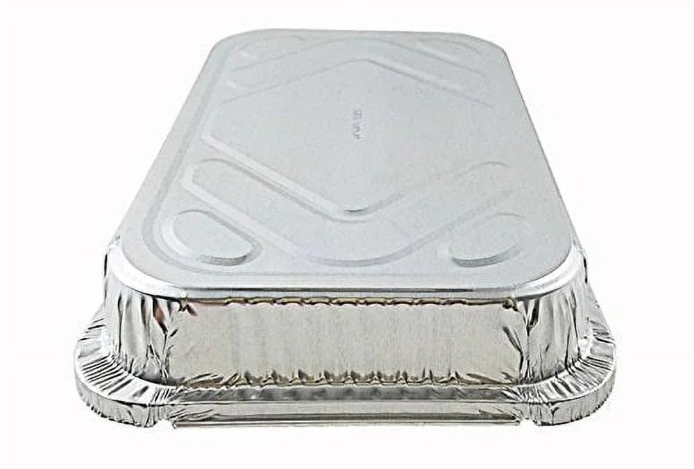 4 lb Oblong Aluminum Food Storage Pan with Board Lid, Pack of 50 C84599