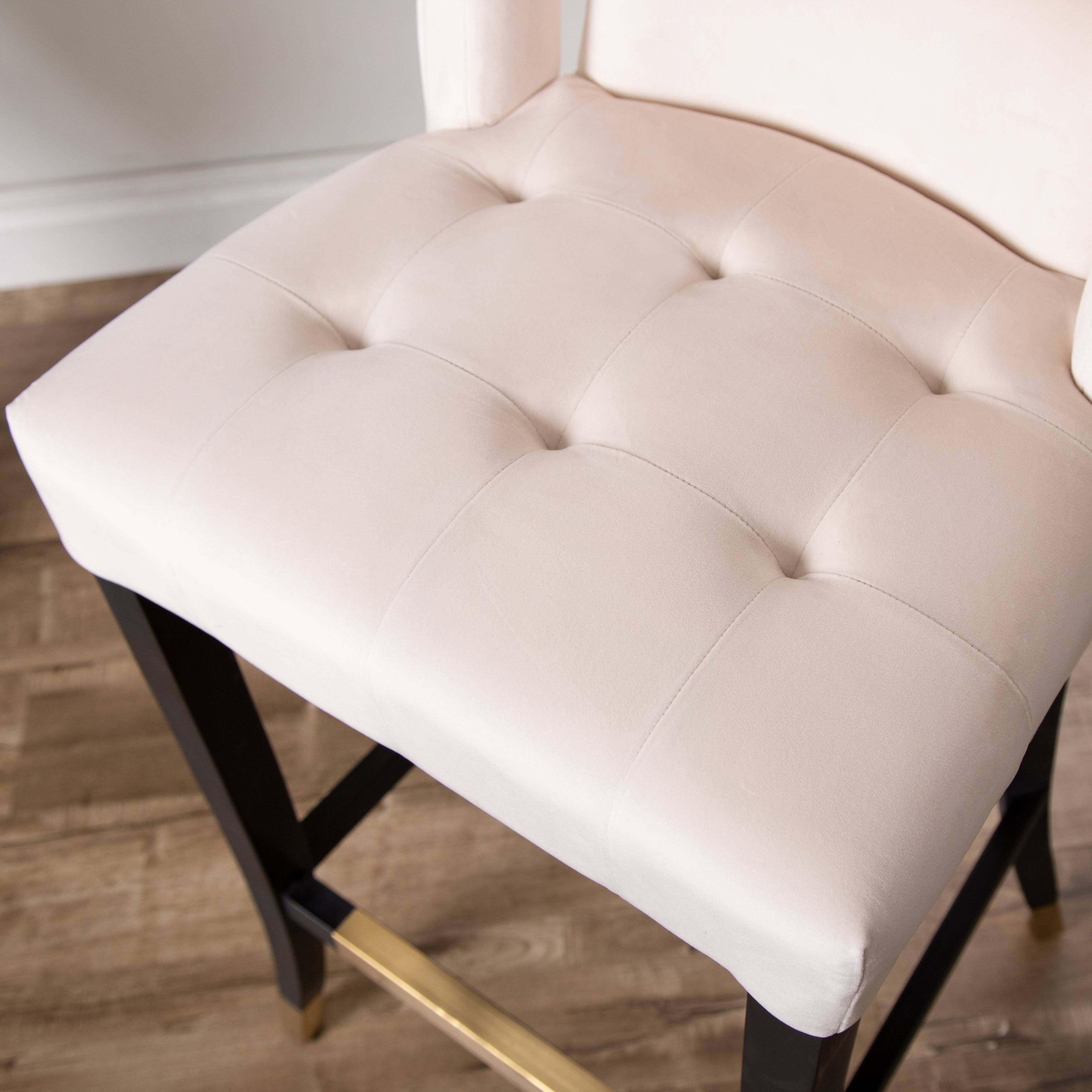 Ivory Tufted Velvet Bar Stool N8536
