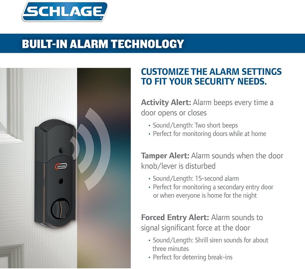 Aged Bronze Touchscreen Deadbolt with Built-In Alarm Q891445
