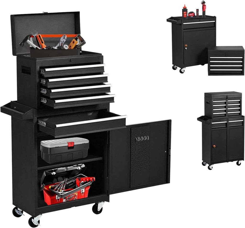 Black 5-Drawer Rolling Tool Chest with Wheels P3872