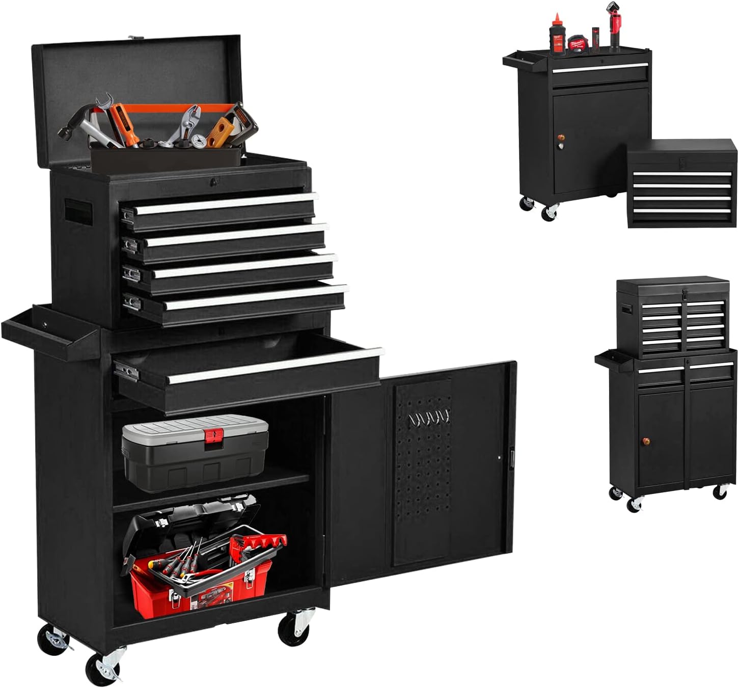 Black 5-Drawer Rolling Tool Chest with Wheels P3872