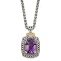 Sterling Silver Gold Diamond Amethyst Necklace M927
