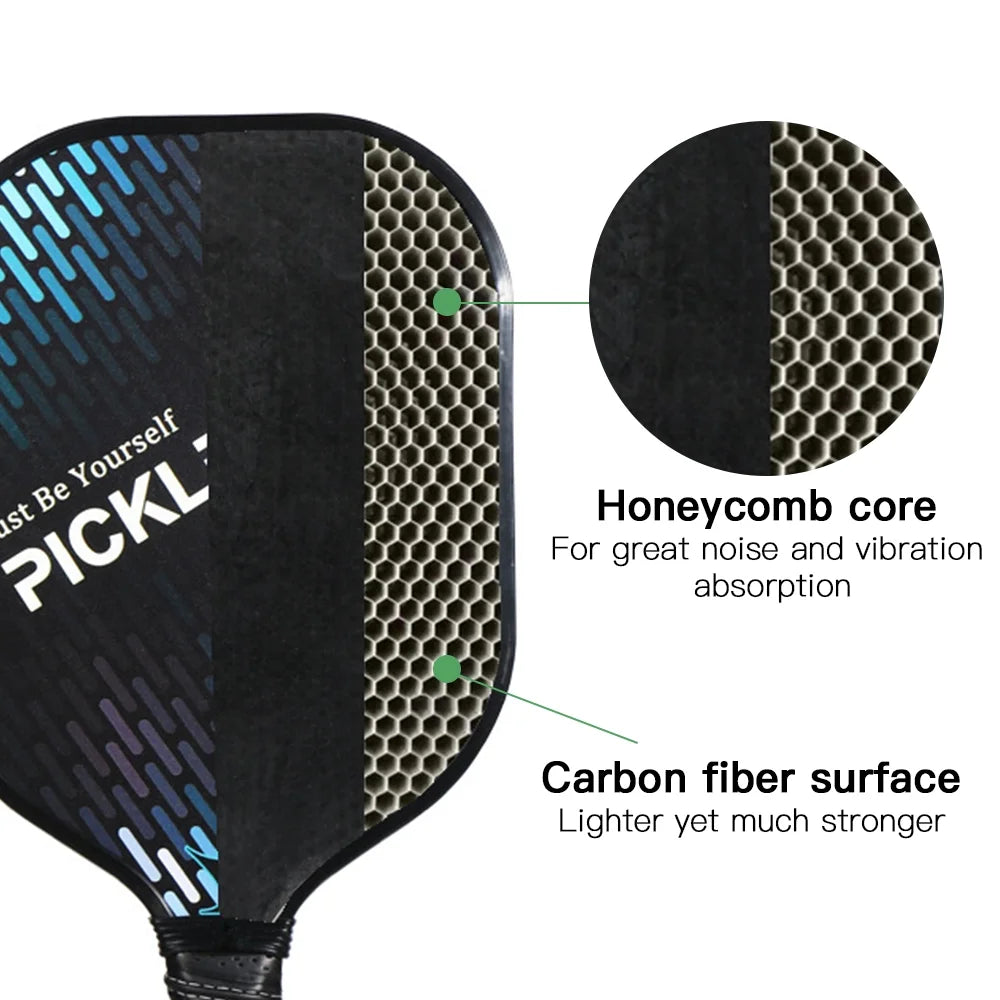 Carbon Fiber Pickleball Paddle and Ball Set, 1 Racket 2 Balls Q80957