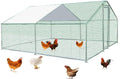 Metal Chicken Coop Cage with Waterproof Roof Shade Cover Large Chicken Run Coop Hen House Rabbit Cage Backyard Poultry Enclosure with Lockable Doors T298