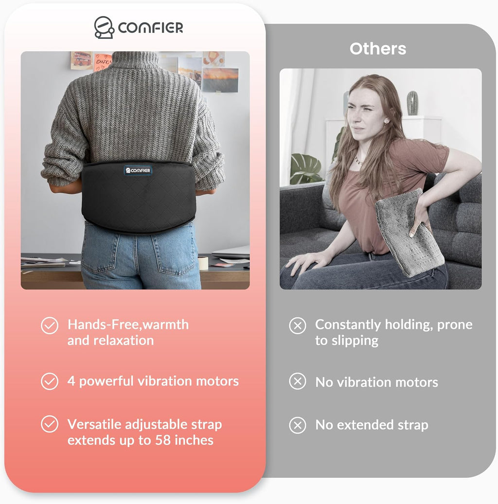 Heating Pad with Heat Vibration Lower Back Massager Auto Shut Off Heated Waist Belt X297727