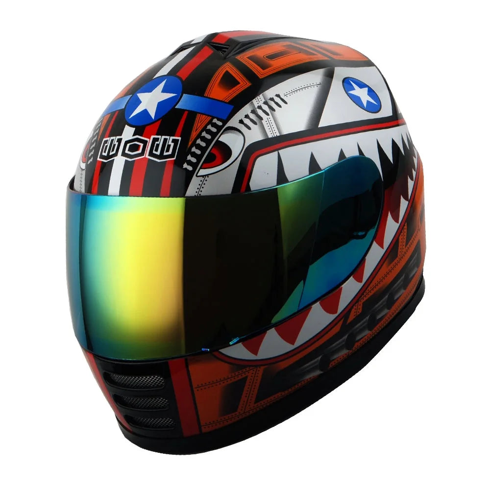 Youth Kids Motorcycle Full Face Helmet Red L403413