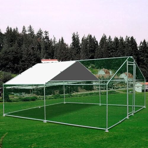 Metal Chicken Coop Cage with Waterproof Roof Shade Cover Large Chicken Run Coop Hen House Rabbit Cage Backyard Poultry Enclosure with Lockable Doors T298