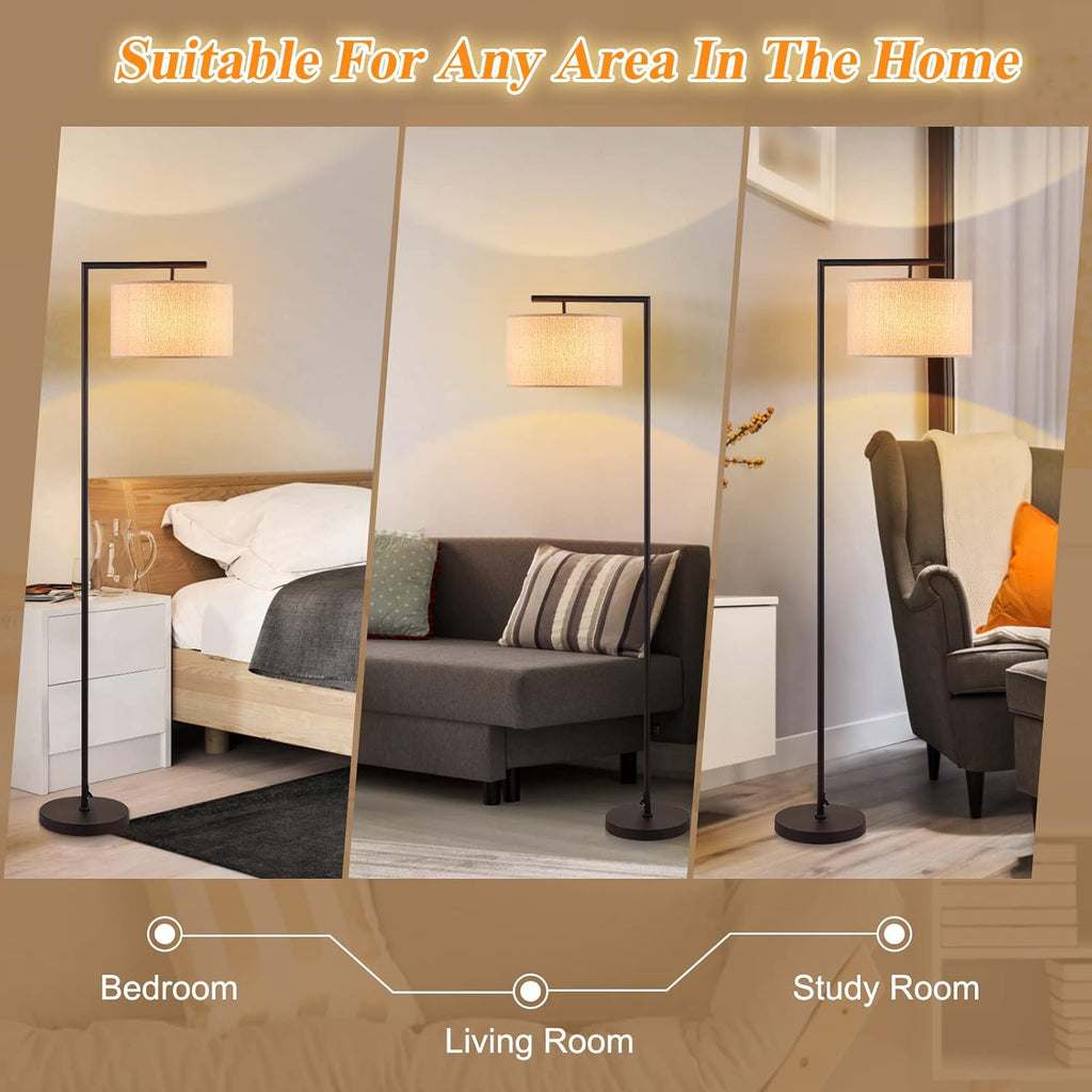 Arc Floor Lamp with Linen Lamp Shade E608
