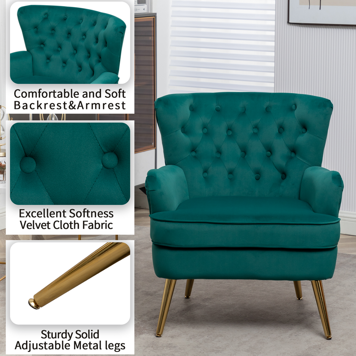 Dark Green Velvet Accent Chair S950132