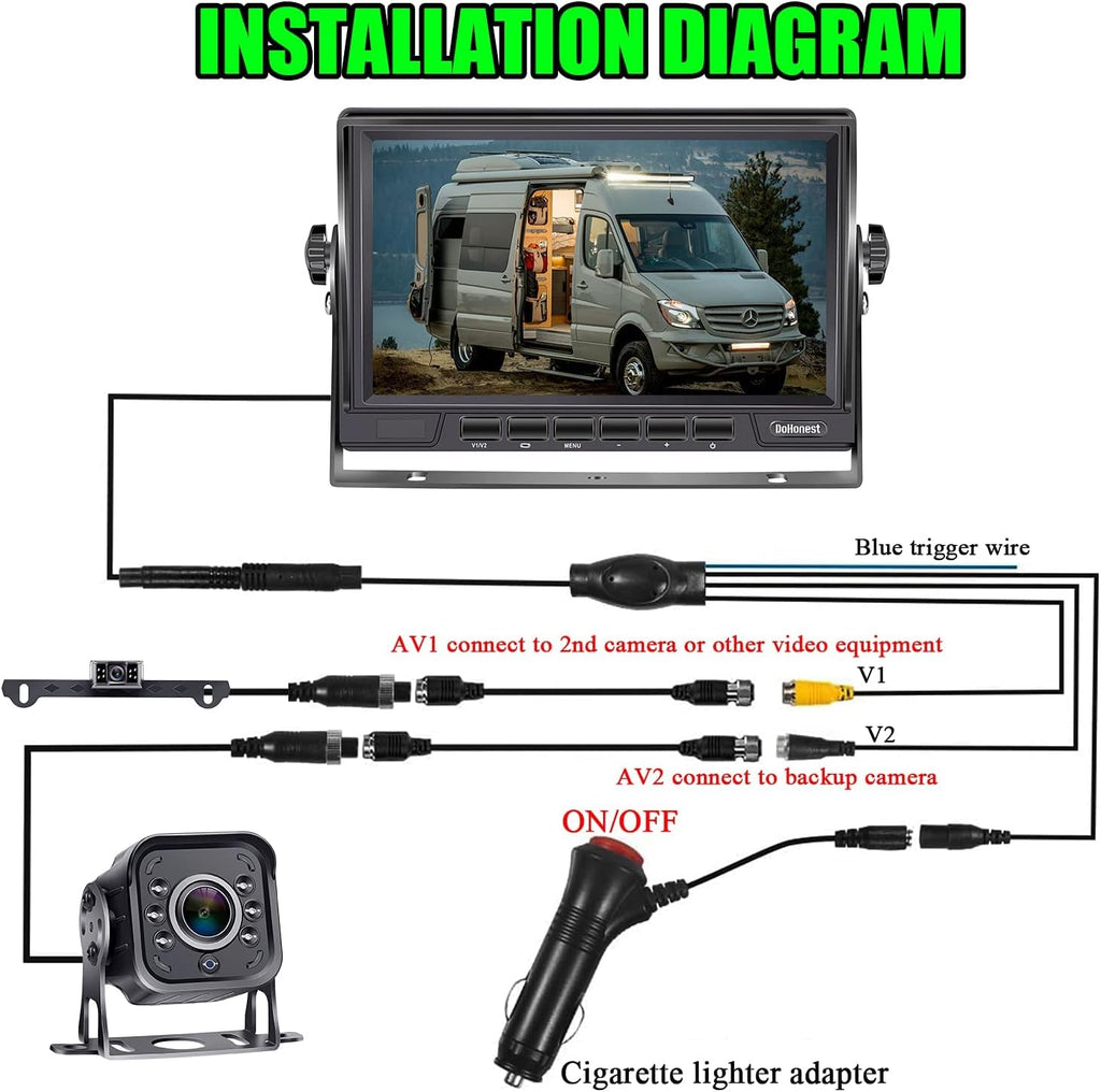7 Inch LCD Monitor Backup Camera System with 2 Rear View Cameras D41599