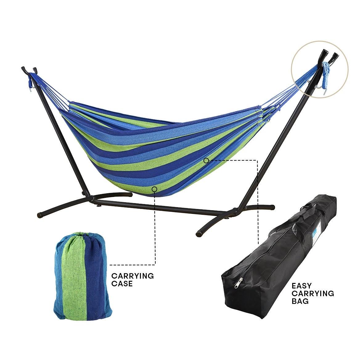Freestanding Steel Double Hammock with Carry Bag V52020