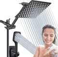 10 Inch Black Rainfall Shower Head Handheld Combo, 78 Inch Hose, Pack of 2 M79284