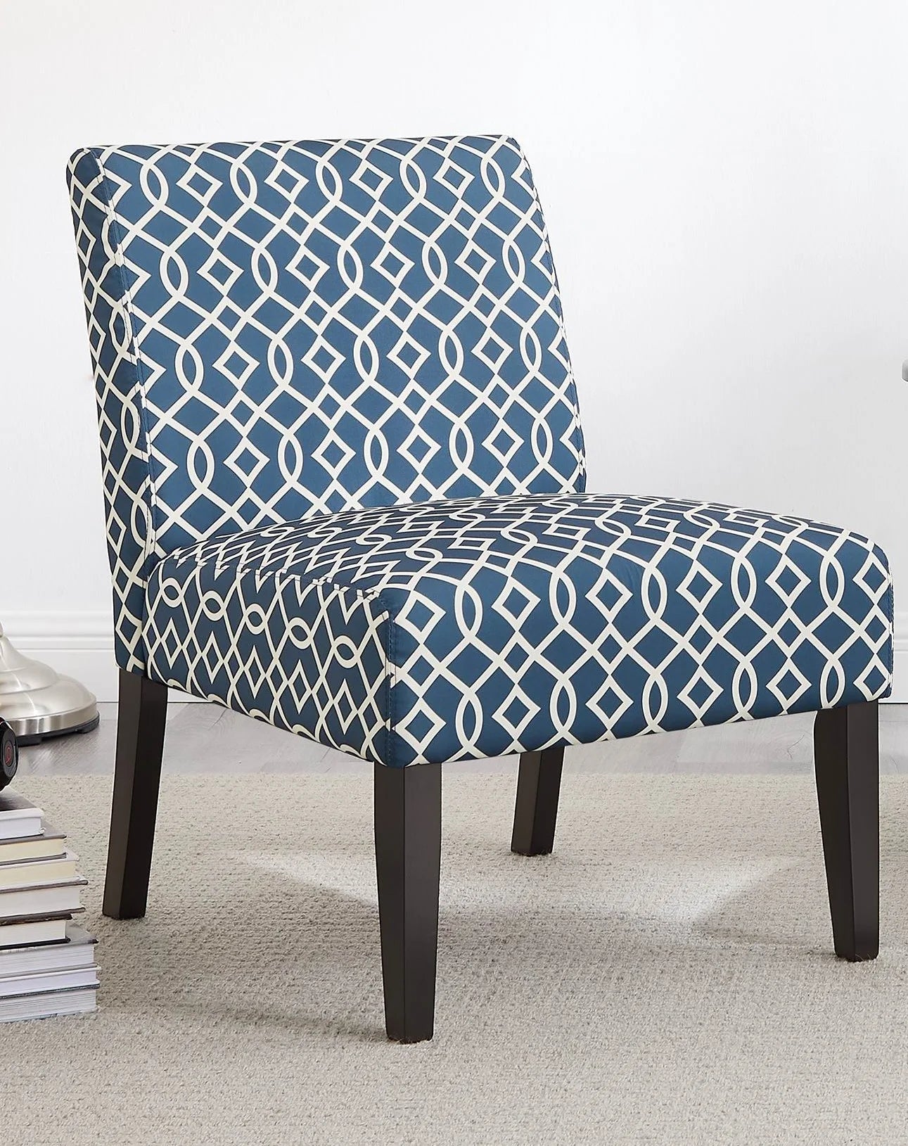 3pc Set Blue Fabric Upholstered Side Table and 2 Chairs C970965