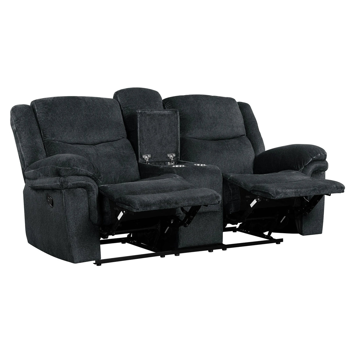 Dark Blue Manual Reclining Sofa with Storage K864028