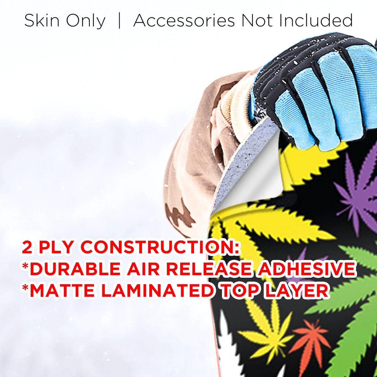 Colorful Weed Leaf Pot Collage Snowboard Wrap Sticker Skin Cover Z7082