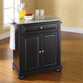 Black Granite Top Portable Kitchen Island J58503