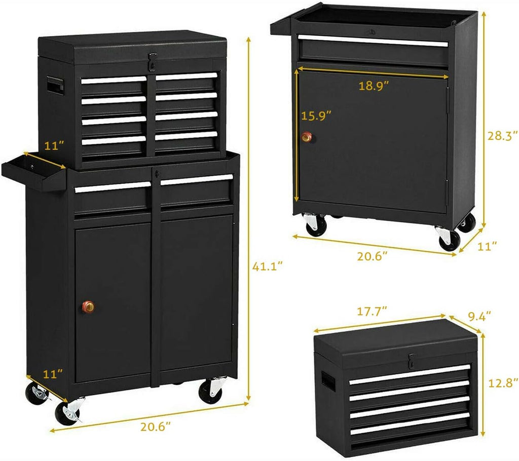 Black 5-Drawer Rolling Tool Chest with Wheels P3872