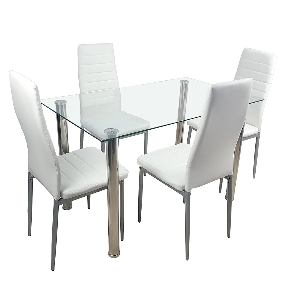 White Glass Dining Table Set for 4 O14227