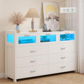 Black 9 Drawer Wood Dresser with LED Lights and Charging Station C21394