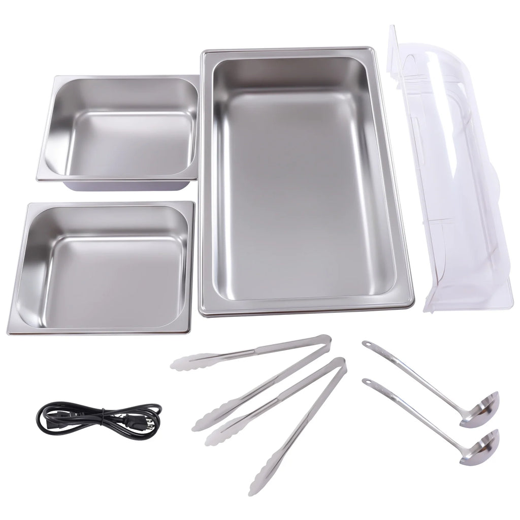 110V Stainless Steel Chafing Dish Buffet Set 2 Food Pot Z6278