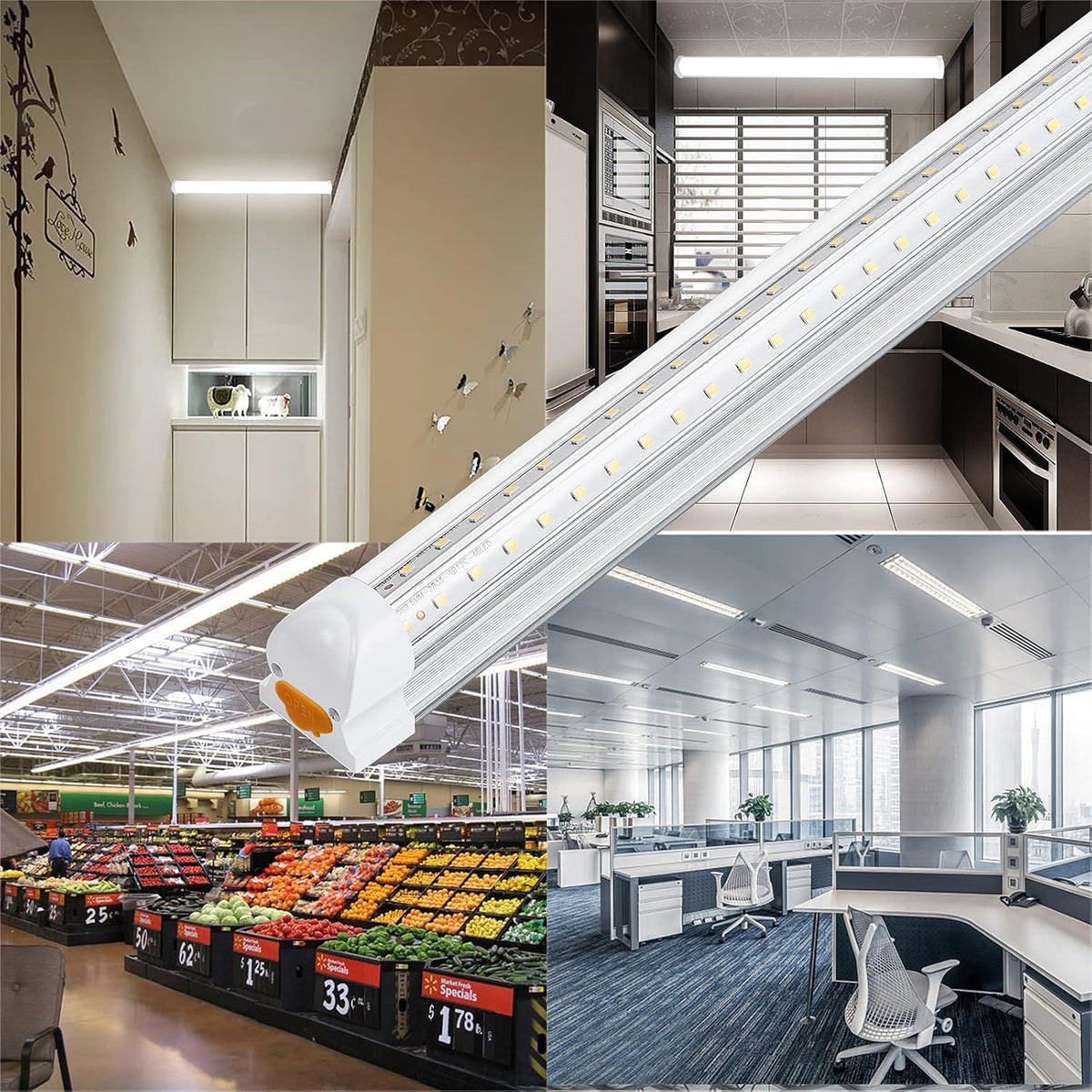8FT 72w 8500LM 5000K LED Shop Light (10-Pack) W476462