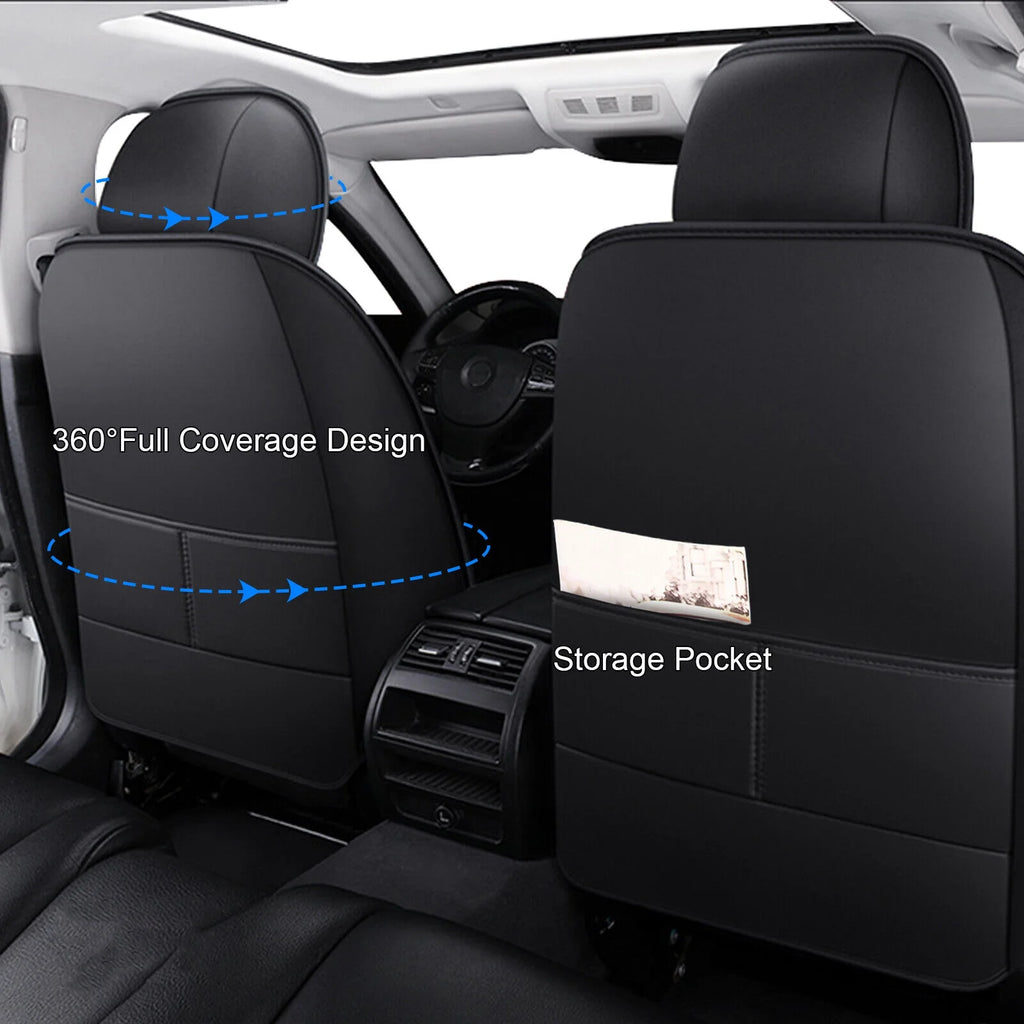 Black Waterproof PU Leather Car Seat Covers Full Set W14716