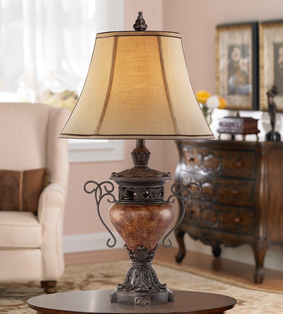 31.5" Bronze Brown Crackle Iron Metal Table Lamp U7415