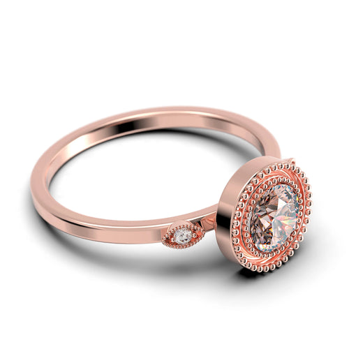 1.10 Carat Round Cut Morganite And Diamond Moissanite Engagement Ring in 925 Sterling Silver With 18k Rose Gold Plating Y192