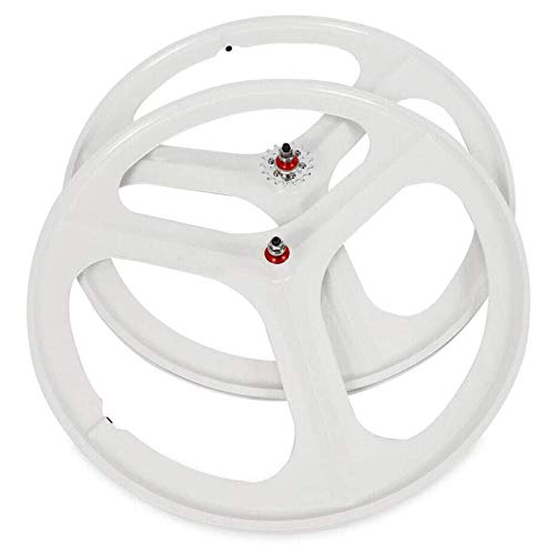 White 700C 3 Spoke Fixed Gear Bicycle Wheelset Q166